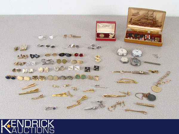 lot 13 image: Large Lot of Vintage Mens Cufflinks, Tie Tacks, Pins etc. Jewelry