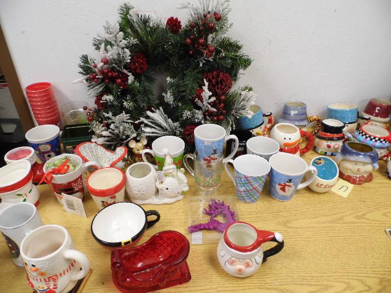 Wreath - Snowman Mugs
