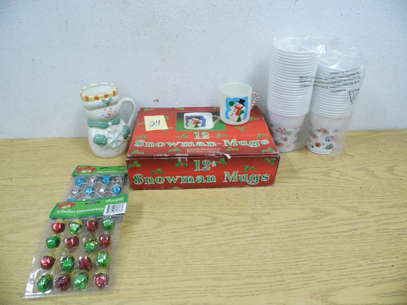 12 Plastic Mugs - Cups- Ornaments