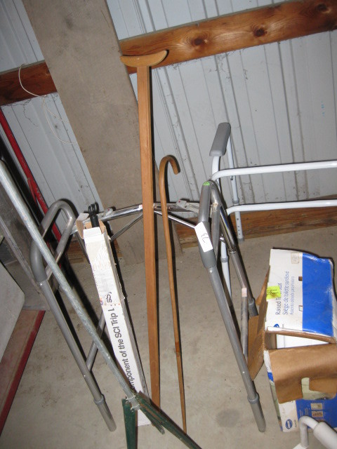 lot 73 image: Misc. items including antique crutch