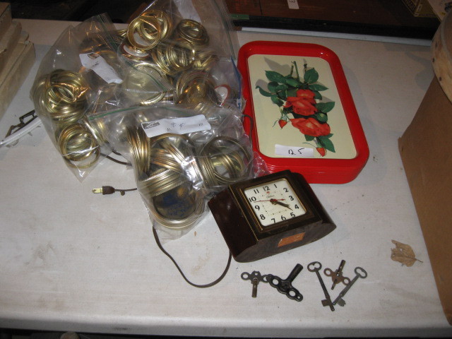 lot 125 image: Canning Rings, Trays, Clocks, Old Keys