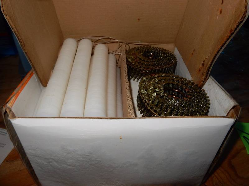 lot 92 image: Stake Pak and Coil Nails.. Full box