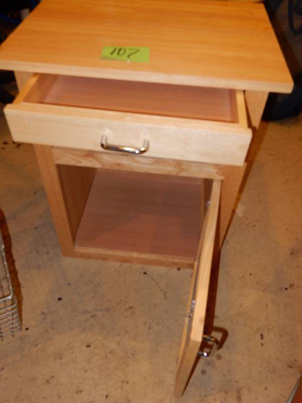 lot 107 image: Solid wood utility Cabinet with drawer