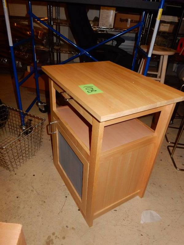 lot 108 image: Solid wood utility cabinet, with drawer