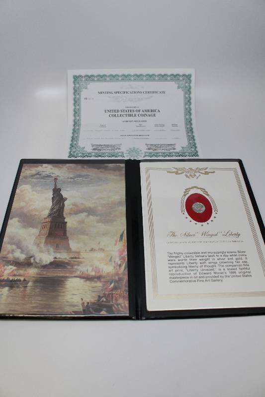 Commemorative The Silver Winged Liberty Dime Book with Certification letter