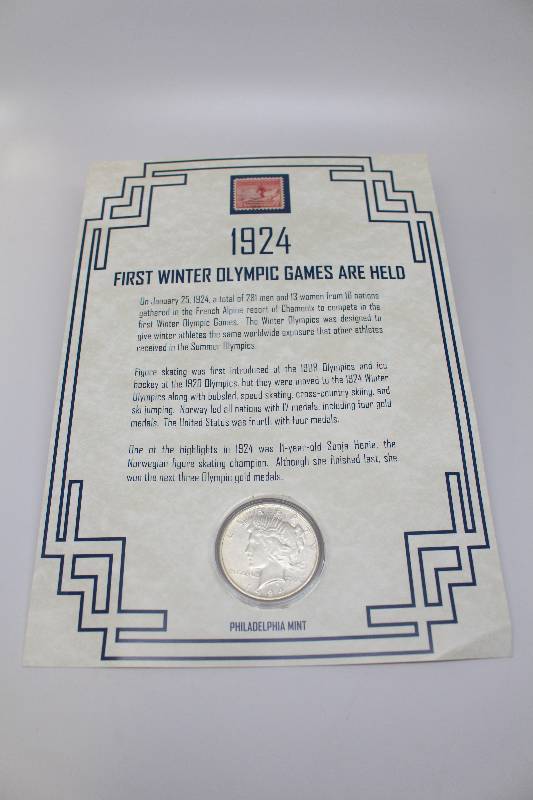 1924 Peace Silver Dollar & Stamp Commemorative Book Collection