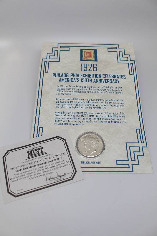 1926 Peace Silver Dollar & Stamp Commemorative Book Collection