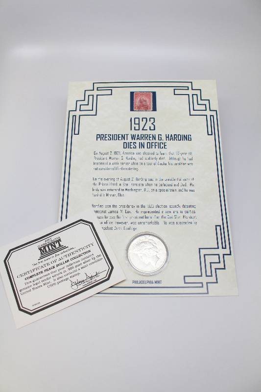 1923 Peace Silver Dollar & Stamp Commemorative Book Collection