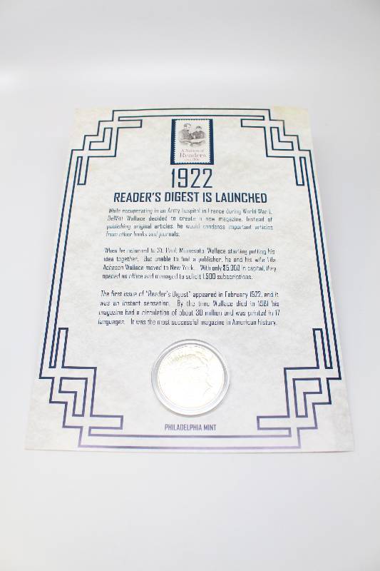 1922 Peace Silver Dollar & Stamp Commemorative Book Collection