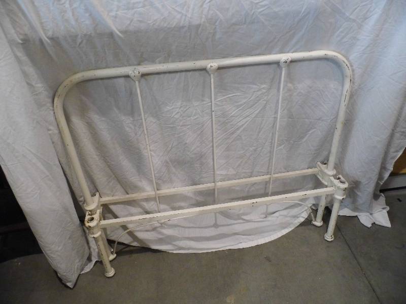 Antique Iron Bed Frame - White