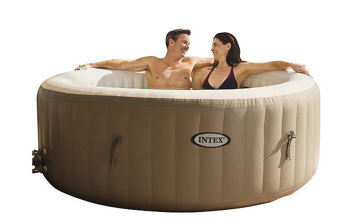 Intex PureSpa 75 x 28 Round Inflatable Heated Bubble Spa Brown-Tan