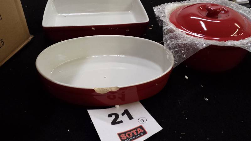 4pc Ceramic Ovenware Set-Red
