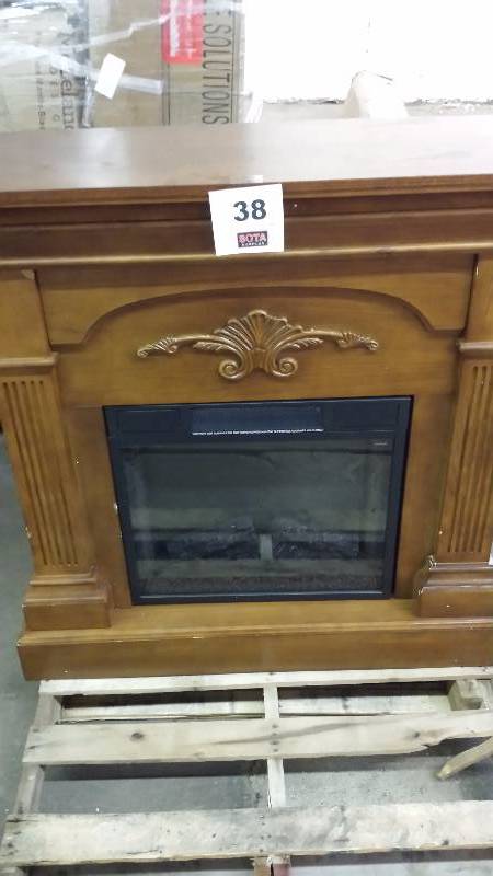 McLeland Design Oak Electric Media Fireplace