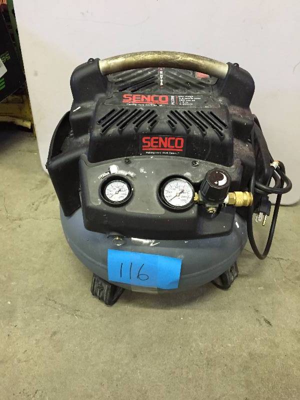 Senco 6 gal pancake compressor oil free used works