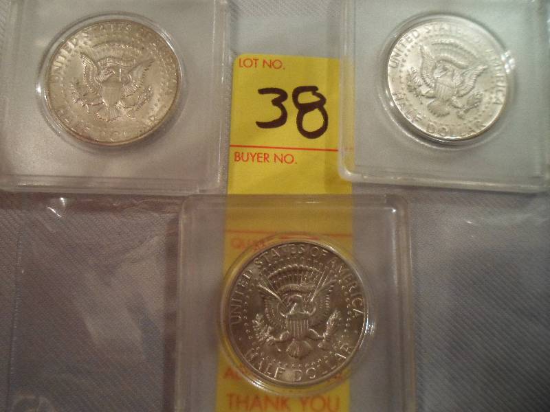 Lot of 3 1966 Kennedy Half Dollar Coins