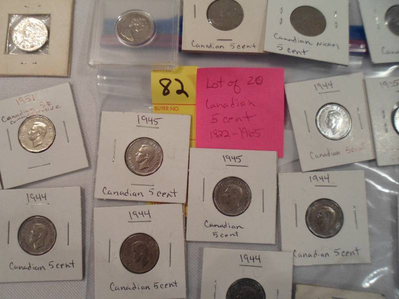 Lot of 20 Canadian 5 Cent Coins