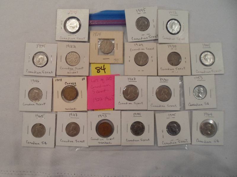 Lot of 20 Canadian 5 Cent Coins