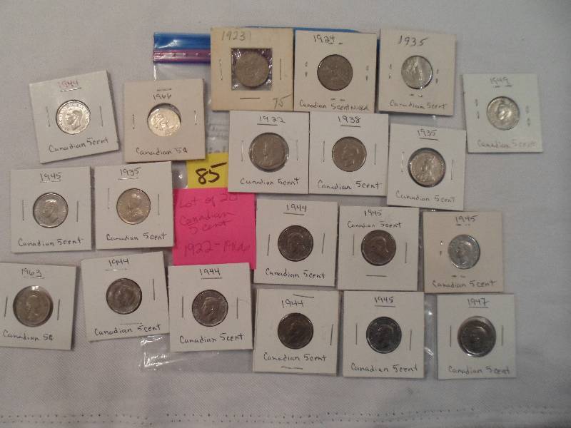 Lot of 20 Canadian 5 Cent Coins