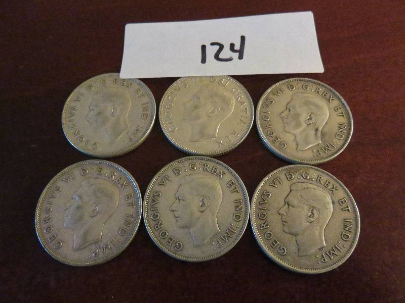 Lot of (6) Canadian Half Dollars