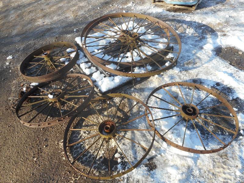 Pallet Of (6) Antique Steel Wagon W...