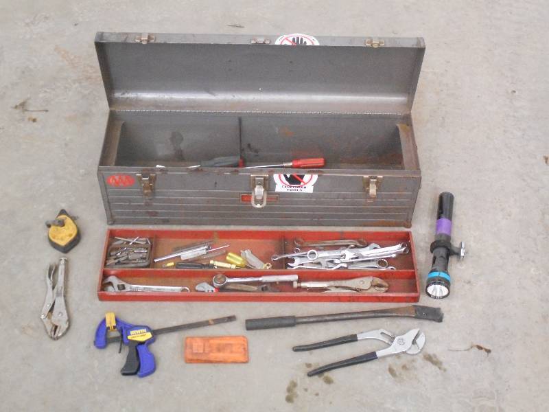Steel Toolbox Full Of Misc Hand Too...