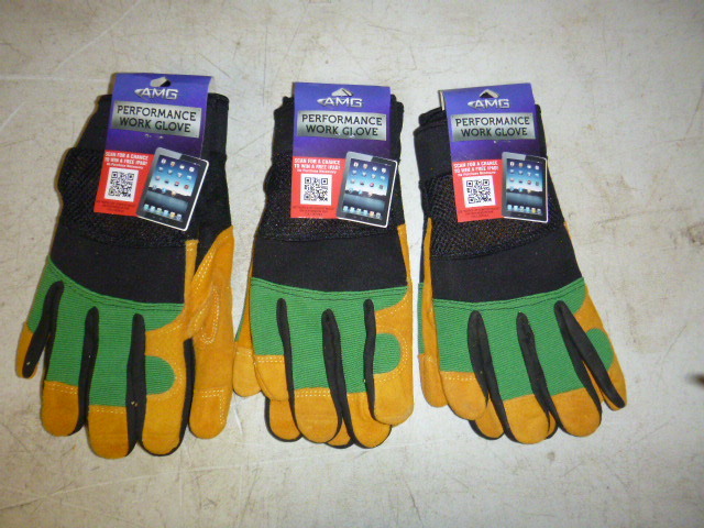 3 Pair of AMG Performance Work Gloves