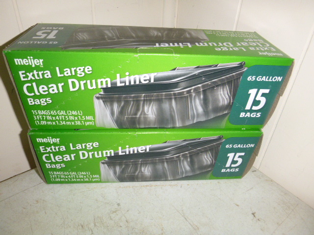 2 Boxes of Meijer Extra Large Clear Drum Liners