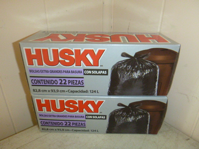 2 Boxes of Husky Flap Tie Trash Bags