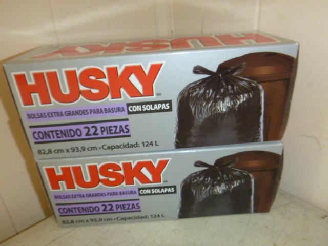 2 Boxes of Husky Flap Tie Trash Bags