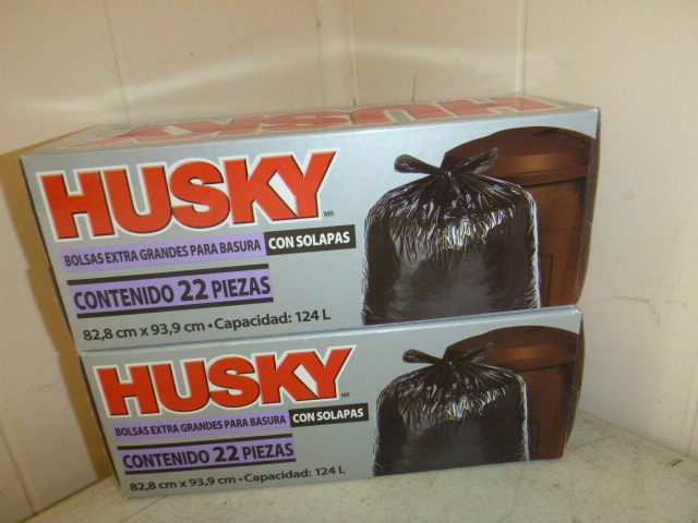 2 Boxes of Husky Flap Tie Trash Bags