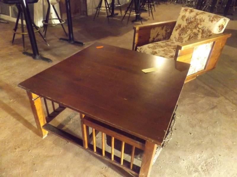 48 x 48 wood cocktail table wscratches