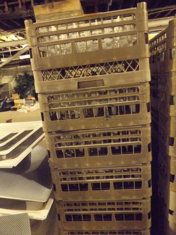 Stack of pass through dish washer racks