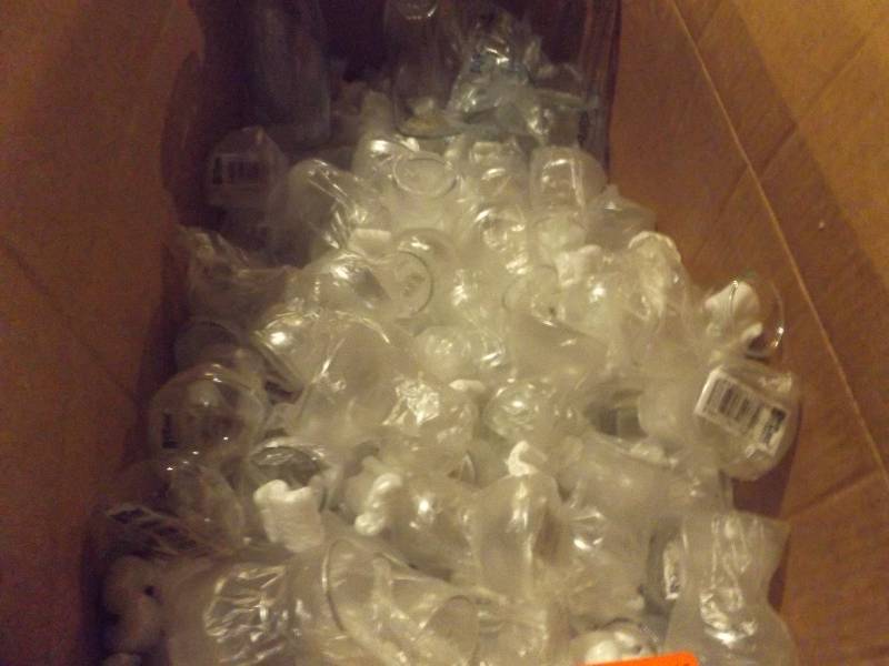 Plastic Glasses and 3 water carafes