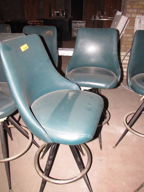 Set of 2 swivel vinyl upholstered wback bar stools (may have tears in vinyl)