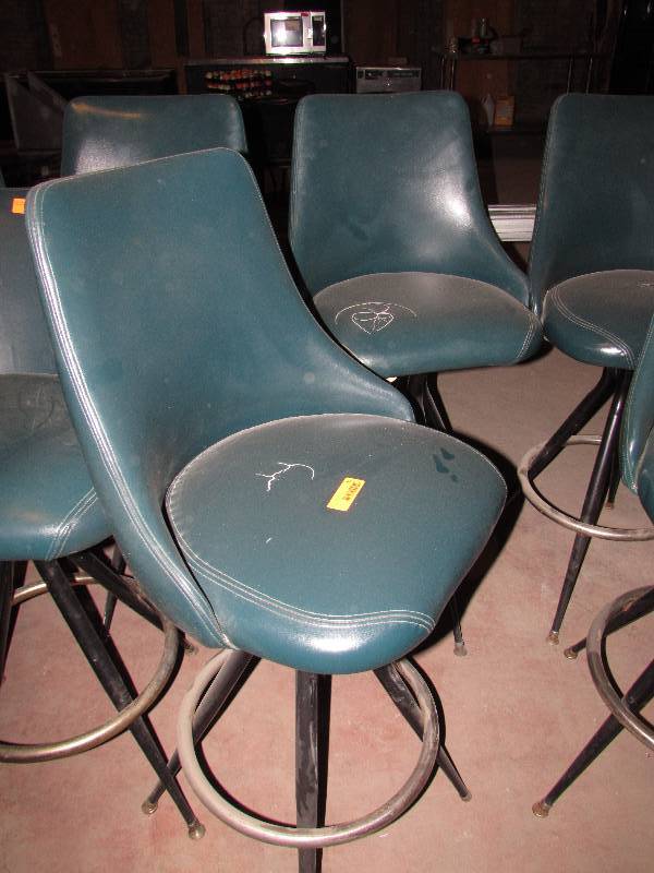 Set of 2 swivel vinyl upholstered wback bar stools (may have tears in vinyl)