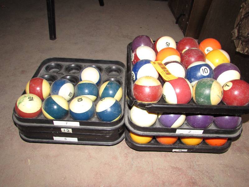 3 racks of 16 billiard balls plus 11 balls and 5 additional racks, no 8 balls