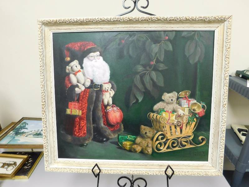 lot 3 image: Santa and the Five Bears  24 x 20    Painted by Eleanor McIntosh, a local professional artist.