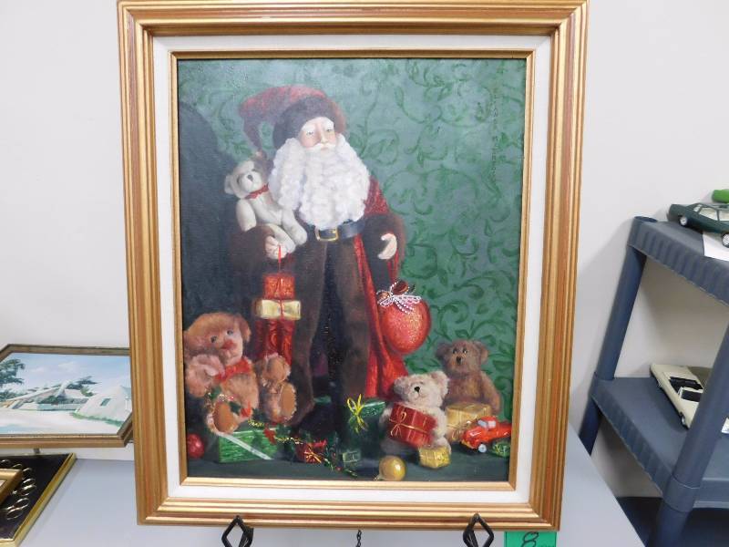 lot 8 image: Bear-ly Christmas  20 x 16   Painted by Eleanor McIntosh, a local professional artist.