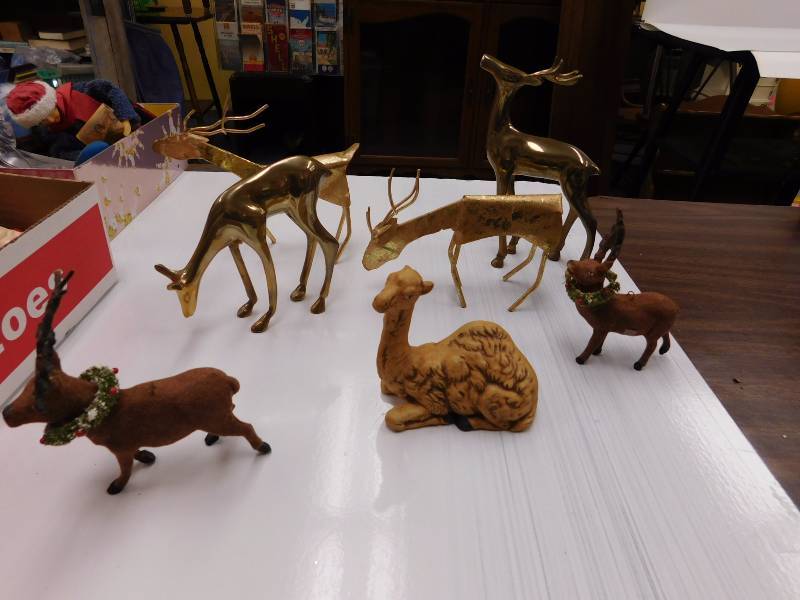 lot 25 image: 3 pair of metal and brass reindeer please see photos
