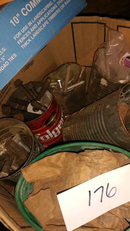 lot 176 image: Box of Misc Spikes, Bolts, Etc