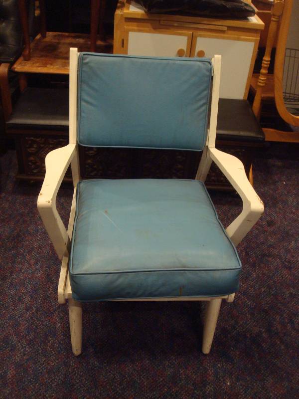 Vintage Mid Century Patio Chair, Wood, Used, Some Wear
