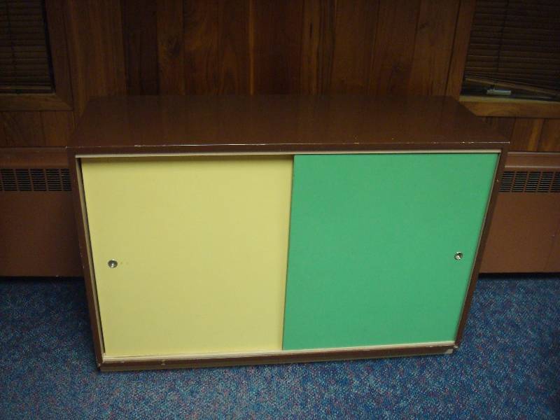 Vintage School Shelf, With Sliding Door, Some Wear