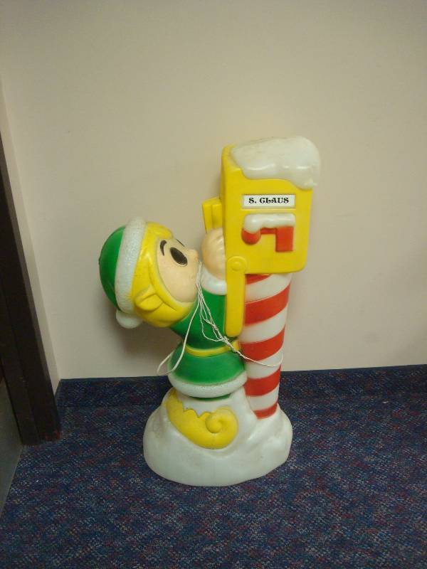 Plastic Christmas Elf Yard Decor Blowmold, Used, Has Wear, Ding