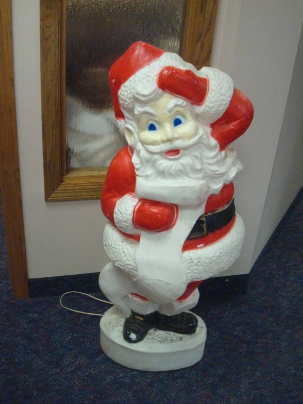Plastic Christmas Santa Claus Blowmold, Has Sand In It