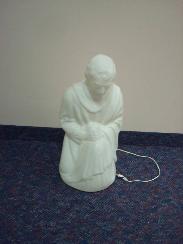 White Joseph Christmas Nativity Plastic Blowmold, Crack On Head