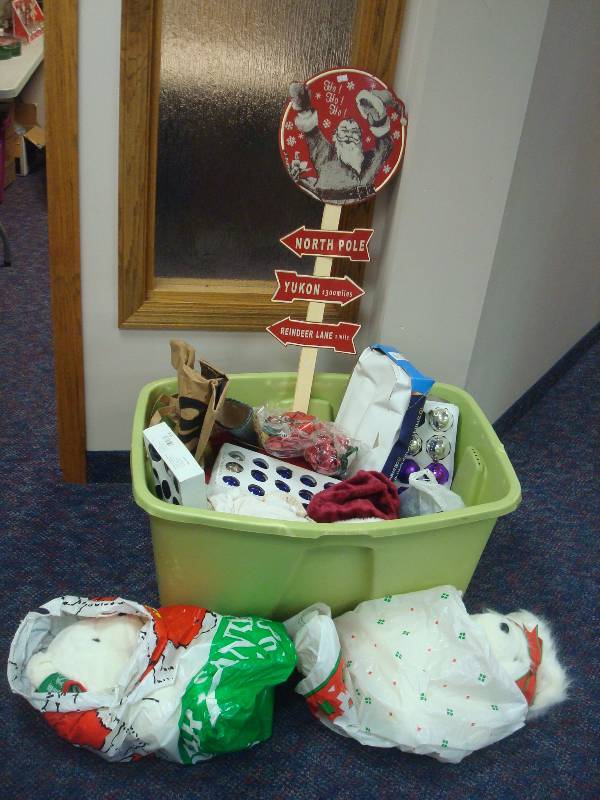 Bin Filled With Christmas Items