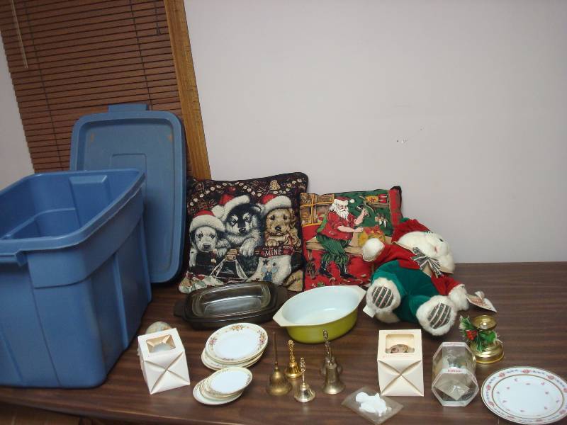 Bin With Some Christmas Items, Bells