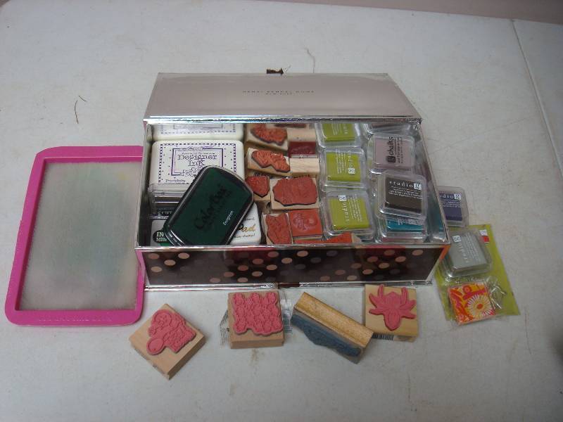 Box Filled With Stamps And Pads
