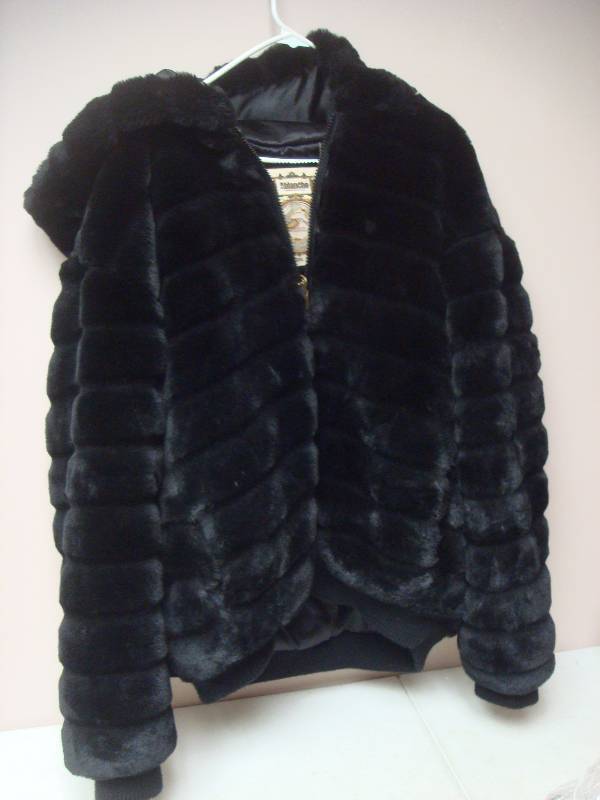 Faux Fur Hooded Coat, Size XXL
