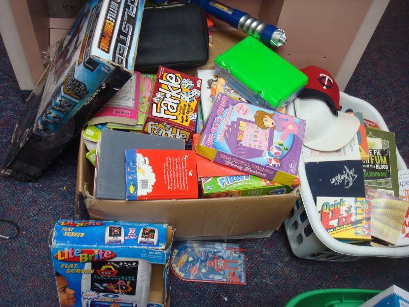 Box And Basket Filled With Games And Books